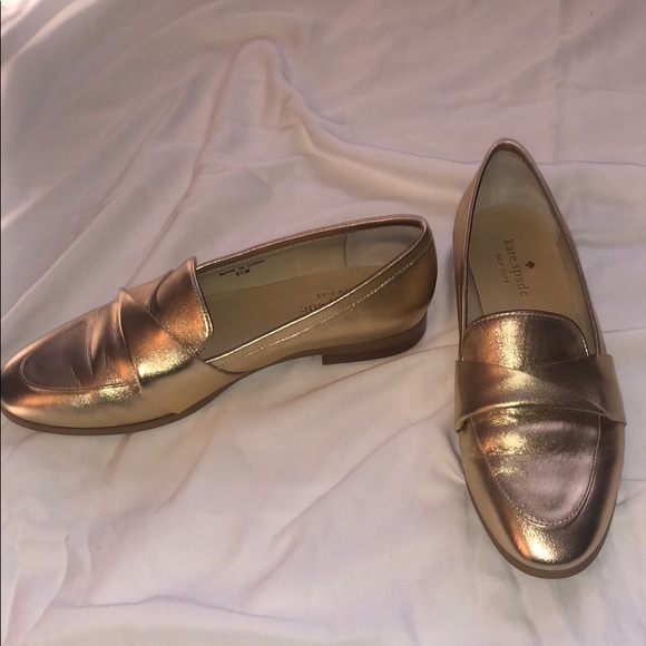 Kate Spade Satchi Metallic Gold Loafers - Picture 2 of 3